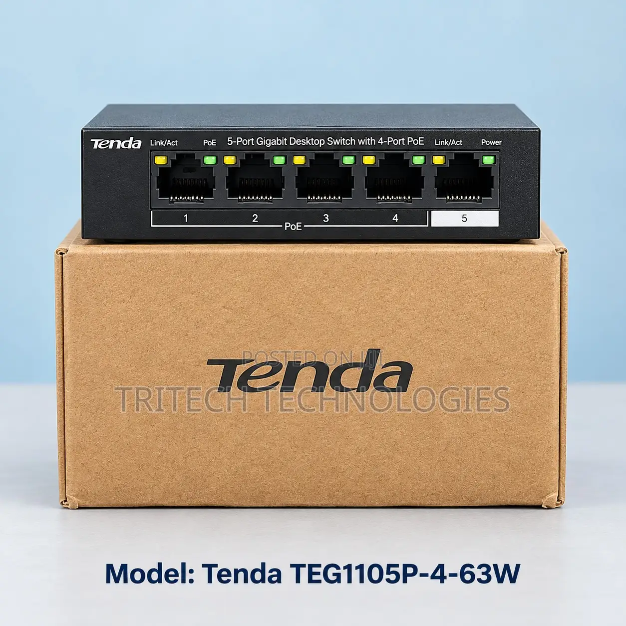 TEG1105P-4-63W-Tenda 5-Port Gigabit Desktop Switch With 4-Port PoE