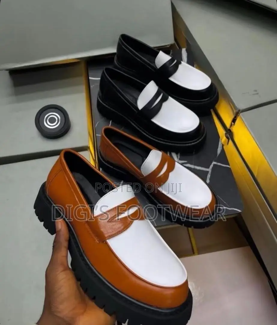 Brown and White High Platform Shoe