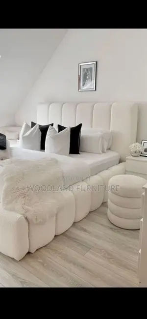 Luxe Bouclé Channel Double Bed Frame