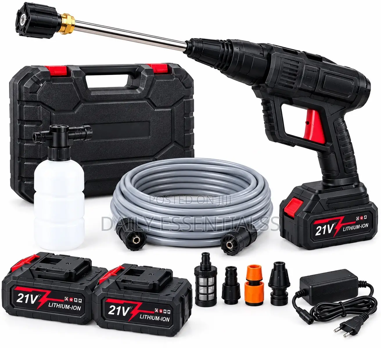 21V Rechargeable Car Washer With 2 Batteries and Carrying Case