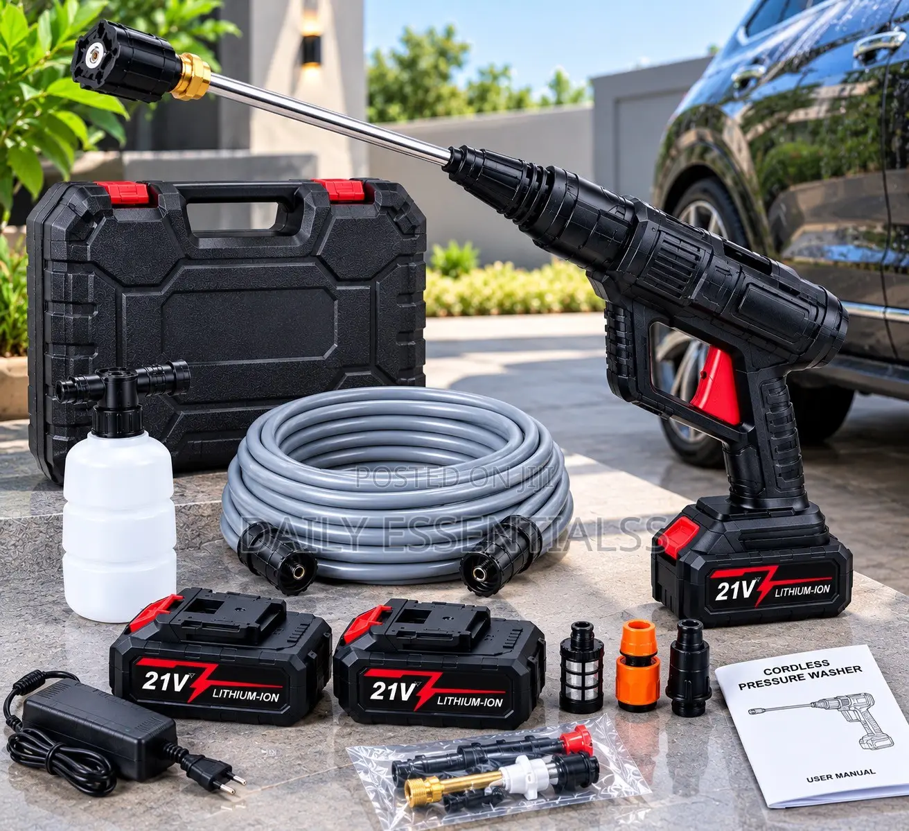 Rechargeable 21V Car Washing Machine With Twin Batteries