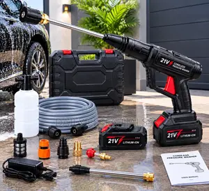 21V Cordless Pressure Washer With 2 Batteries and Accessories
