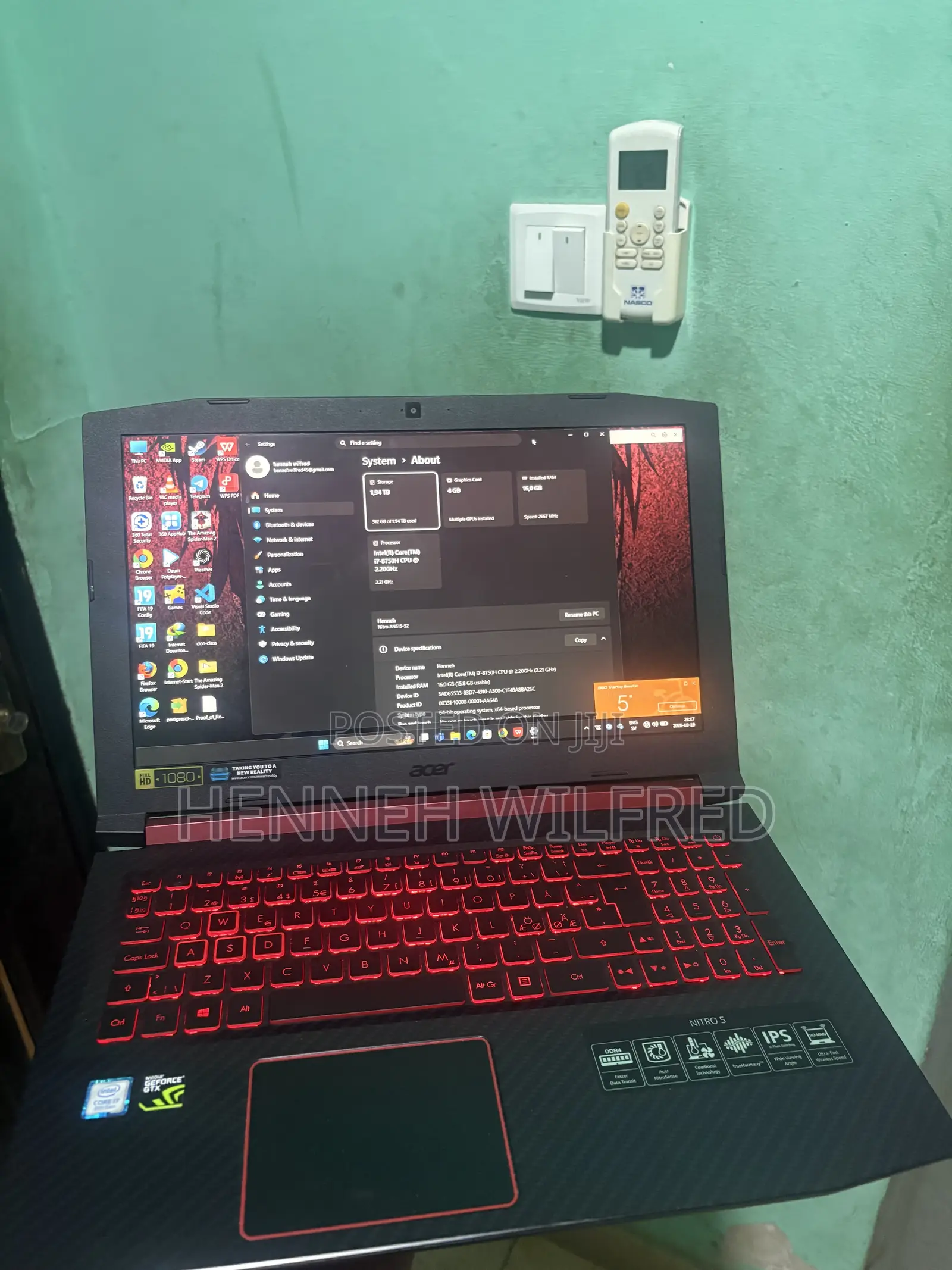 Laptop Acer Nitro 5 16GB Intel Core i7 HDD+SSD 2T