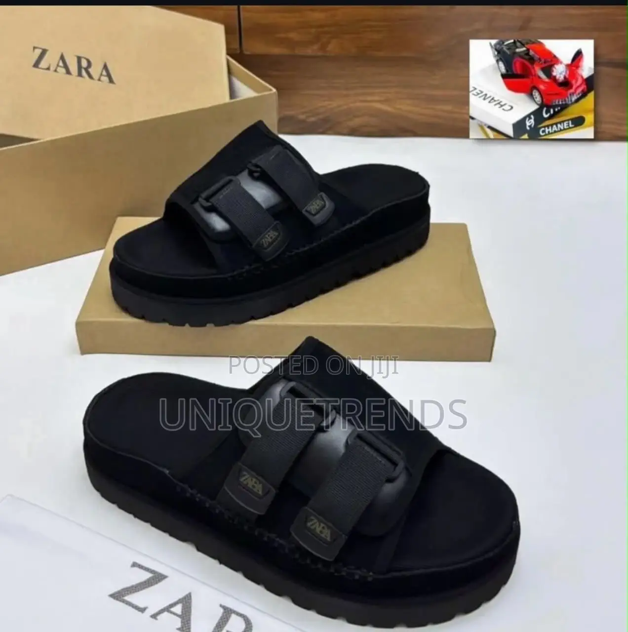 High Quality ZARA Suede Sandals (Black N Brown)