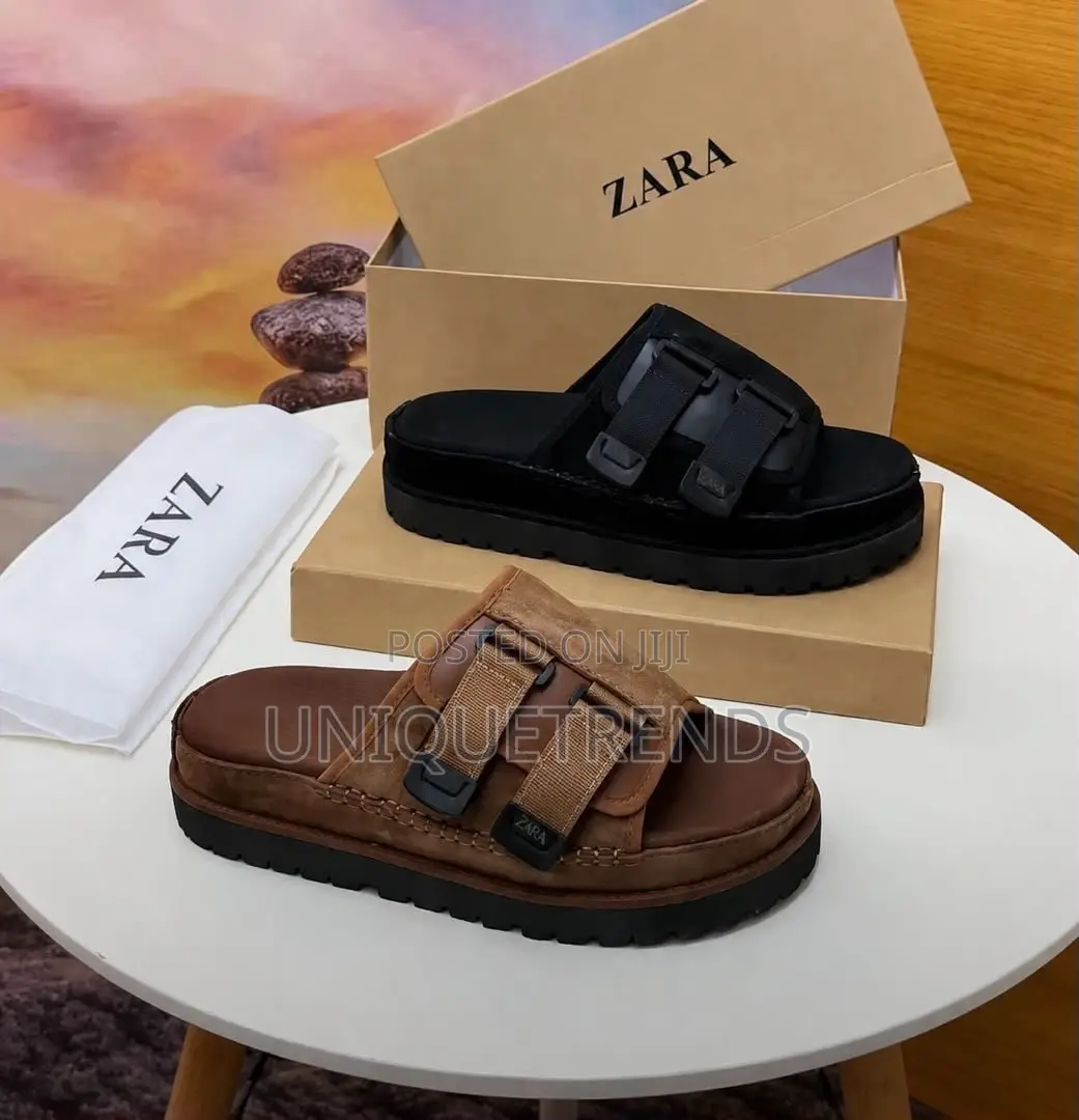 High Quality ZARA Suede Sandals (Black N Brown)