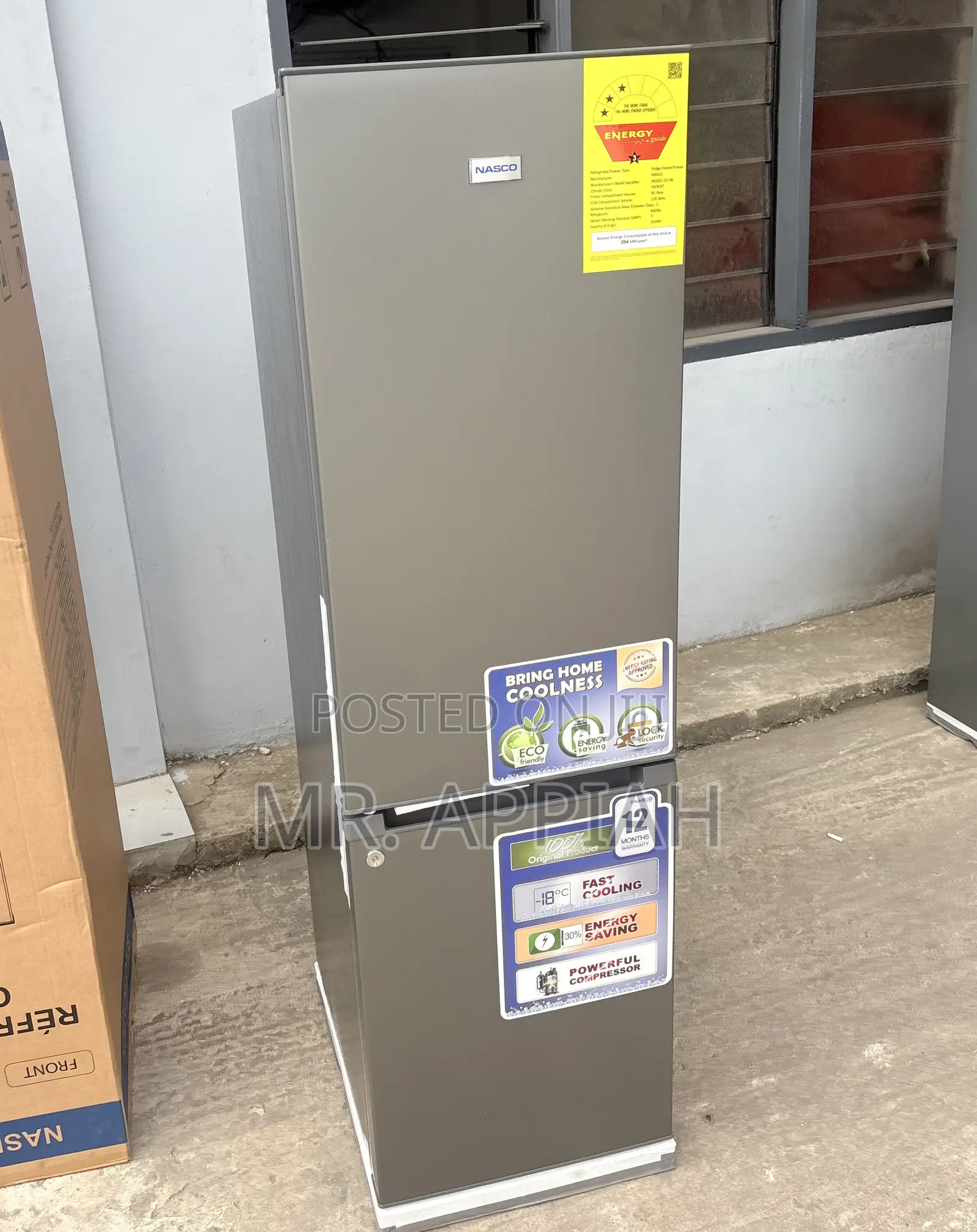 3 Star Nasco Bottom Mount Freezer Fridge(NasD2-23-SK)Gray