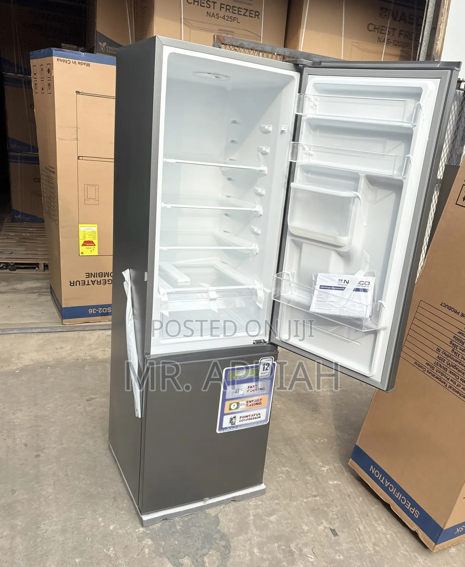 New Nasco NasD2-23-SK Double Door Fridge(Gray)170Liter.