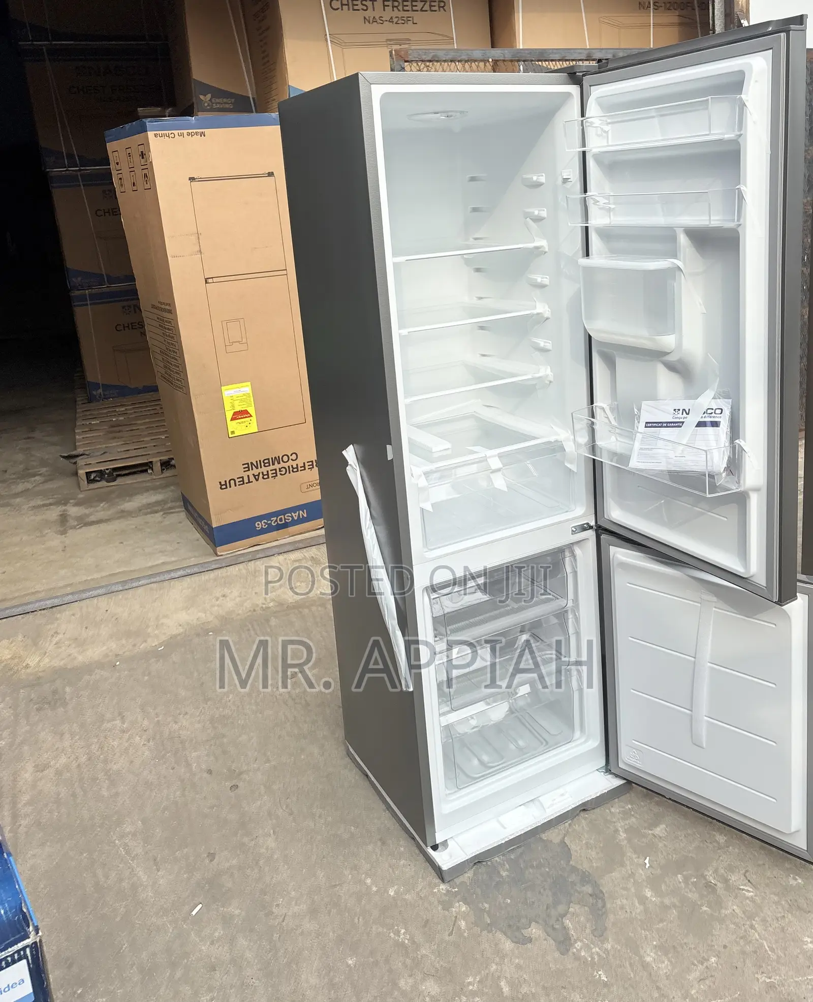 New Nasco NasD2-23-SK Double Door Fridge(Gray)170Liter.