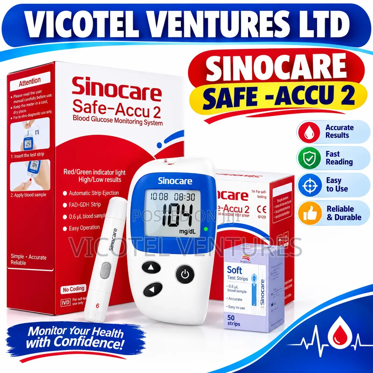 Sinocare Safe Accu 2 ( Complete Set )
