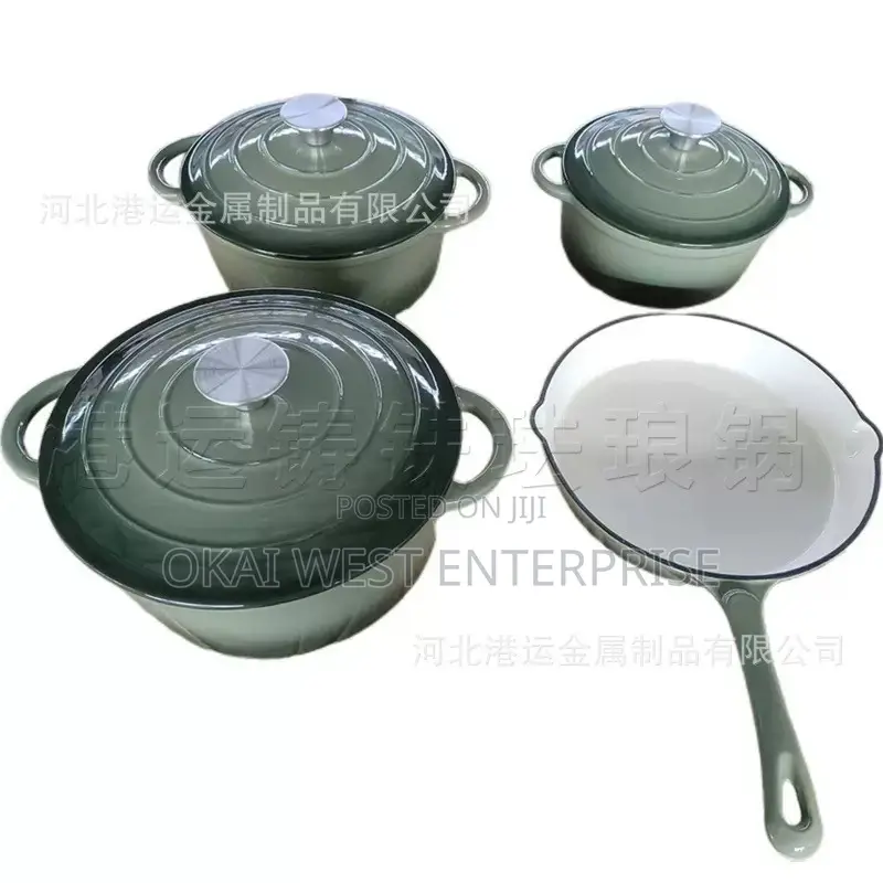 7 Pieces / 4 setsMulti-Color Enamel & Cast Iron Cookware Set