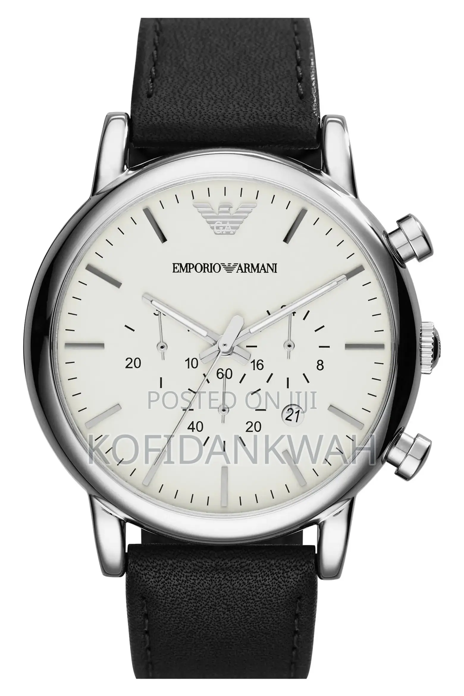 Emporio Armani Men's Chronograph Black Leather Watch, 43mm