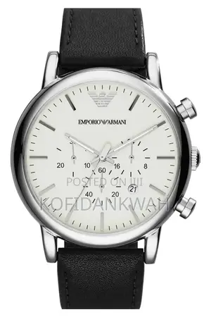 Emporio Armani Men's Chronograph Black Leather Watch, 43mm