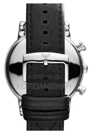Emporio Armani Men's Chronograph Black Leather Watch, 43mm