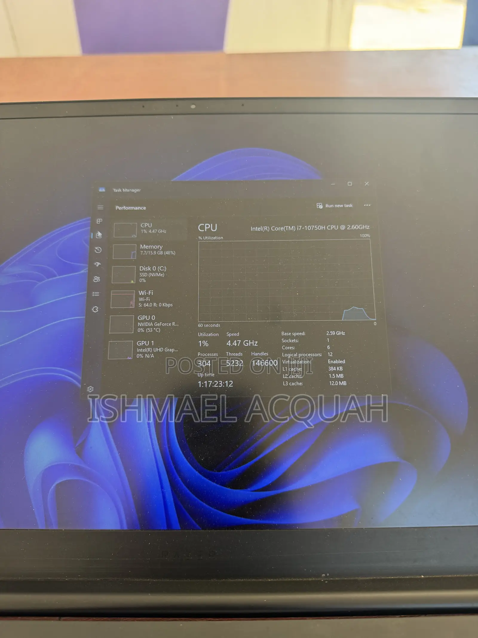 Laptop Razer Blade 16GB Intel Core i7 SSD 512GB