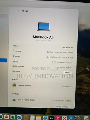 Laptop Apple MacBook Air 2019 8GB Intel Core i5 HDD 256GB