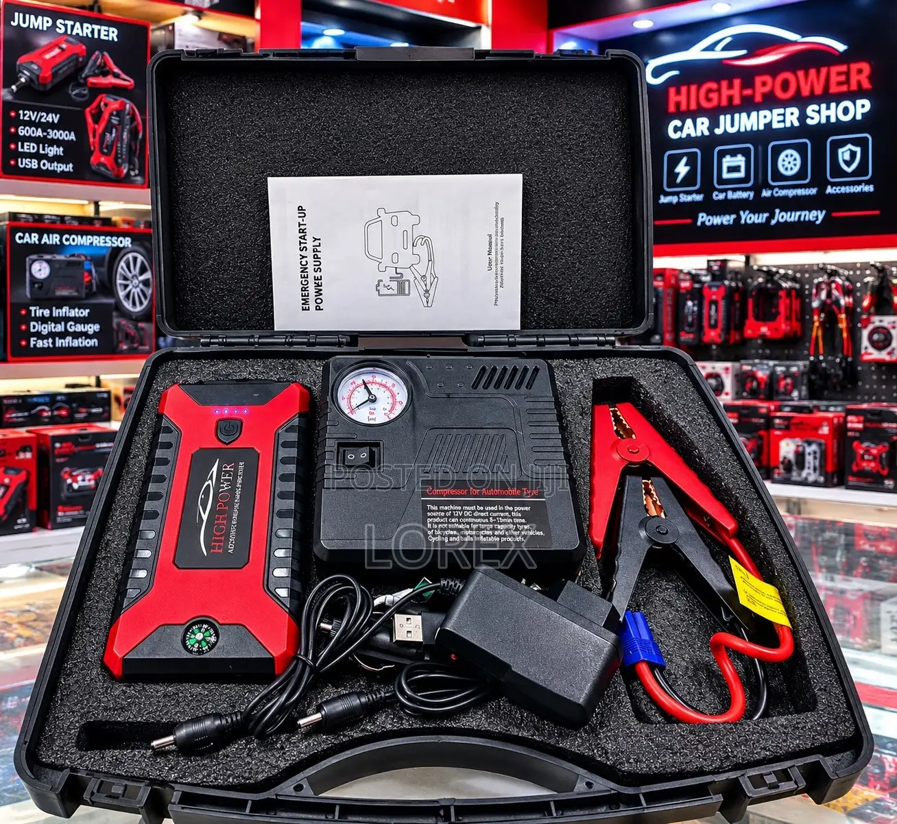 Car Jump Starter and Tyre Inflator High-Power (Multifunctional Jumper