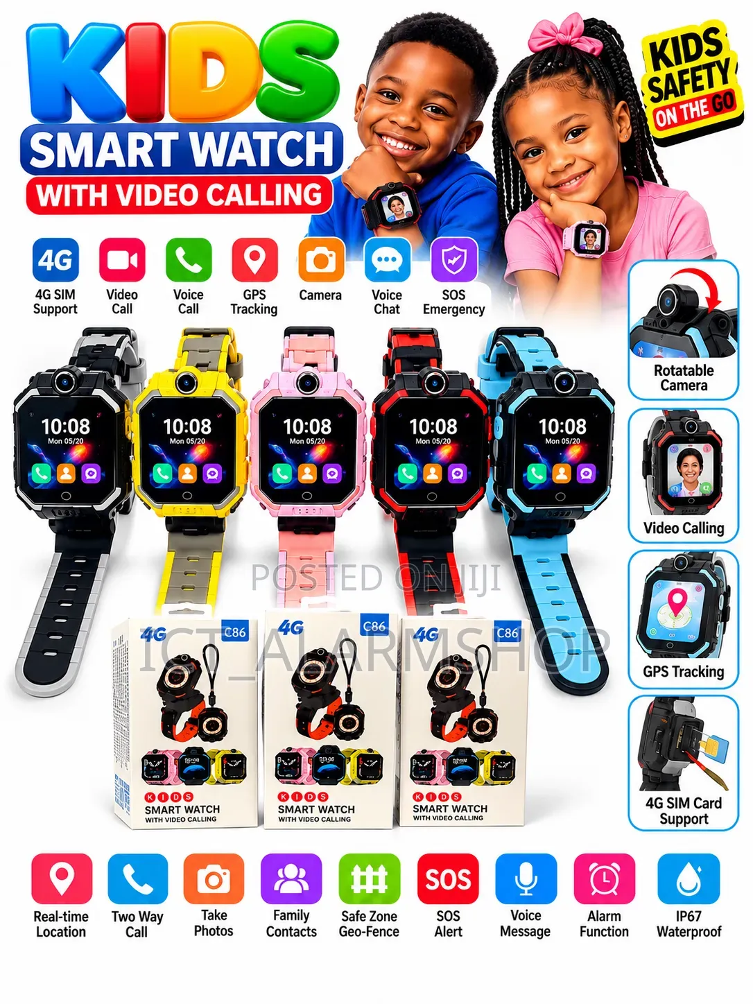 Kids 4G Smart Watch With Video Calling, GPS Tracking & SOS