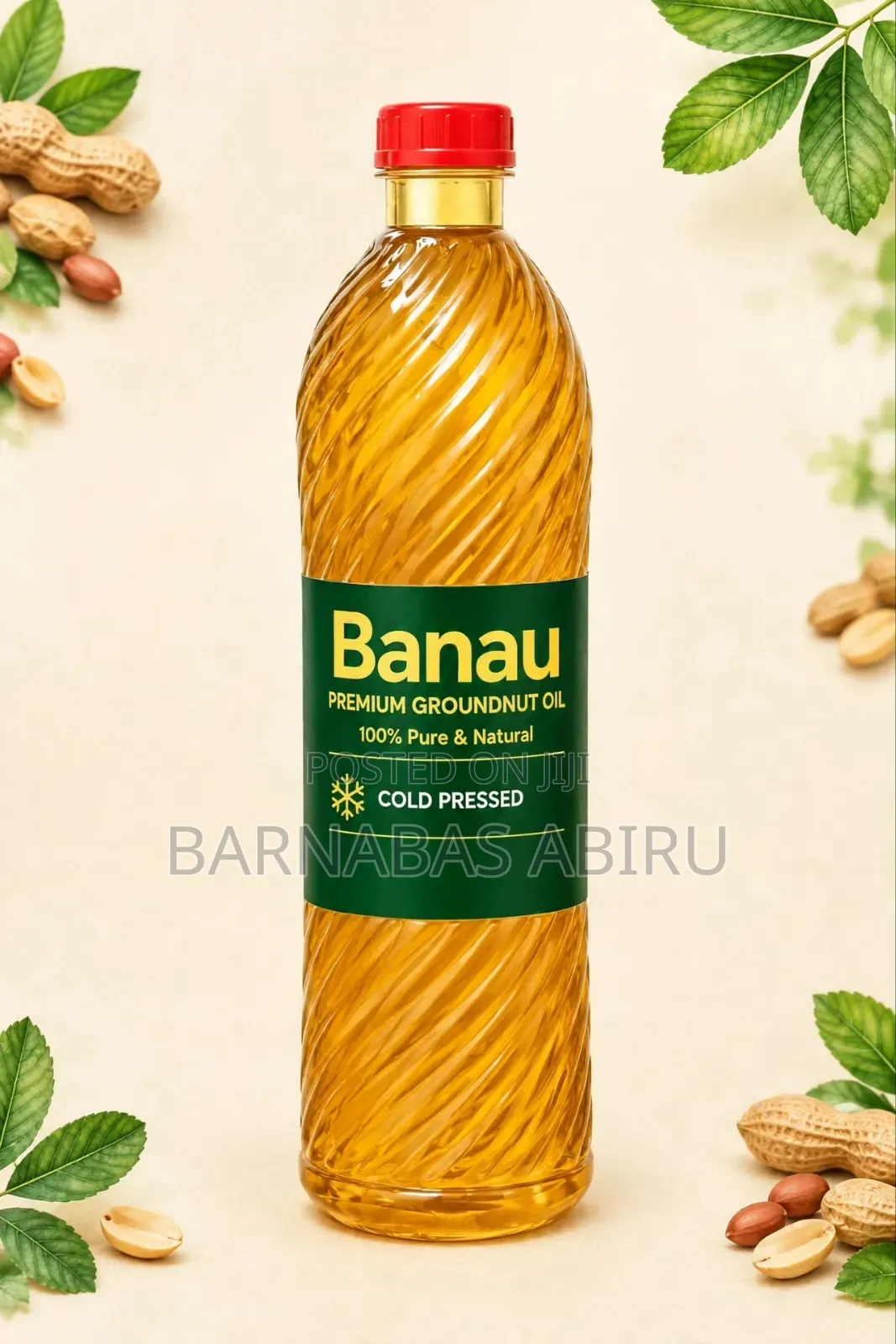 BANAU Pure Groundnut Oil, 100% Cold Pressed, Cholesterol Free