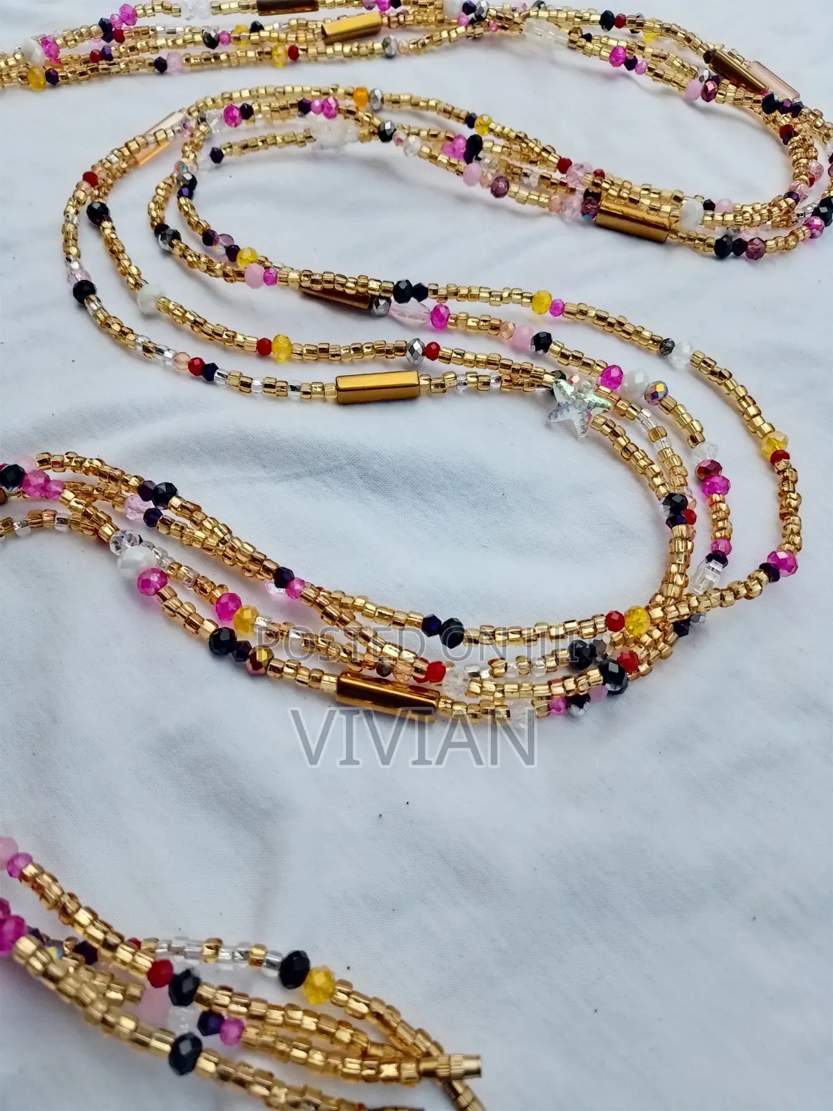 Luxury Multicolour Waist Beads | Pink, Black, Burgundy, Gold & Yellow