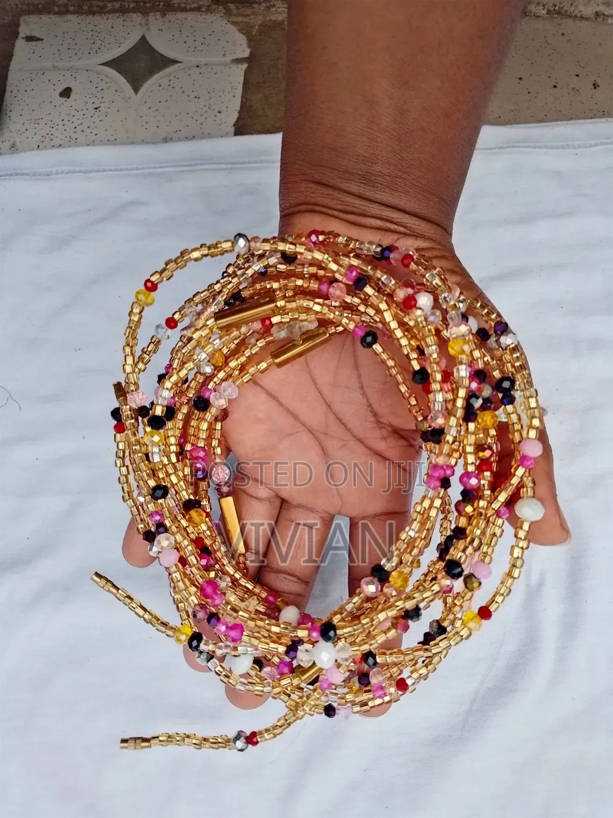Luxury Multicolour Waist Beads | Pink, Black, Burgundy, Gold & Yellow