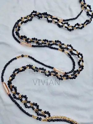 Luxury Black & Gold Waist Beads | Elegant Handmade Design
