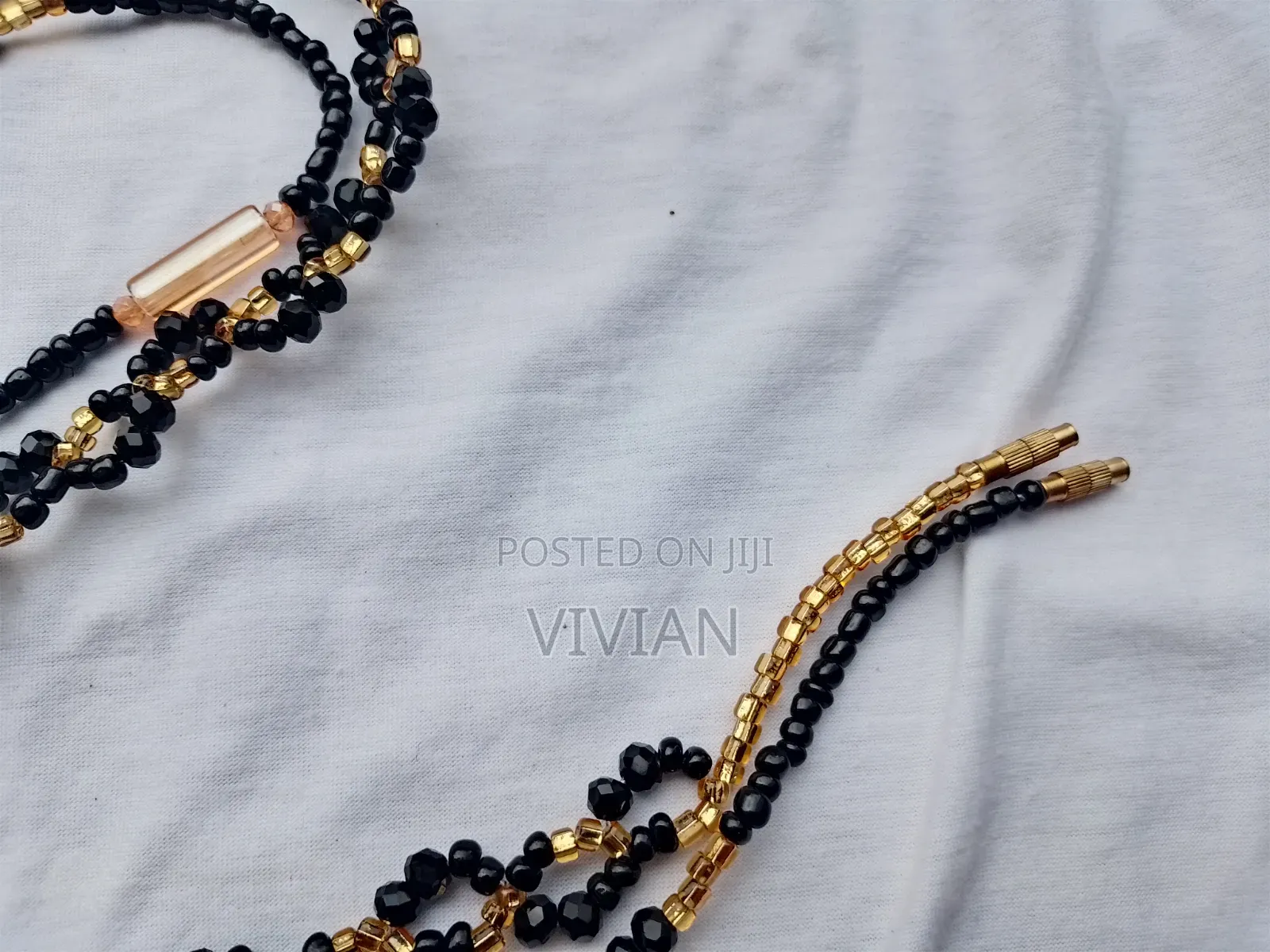 Luxury Black & Gold Waist Beads | Elegant Handmade Design