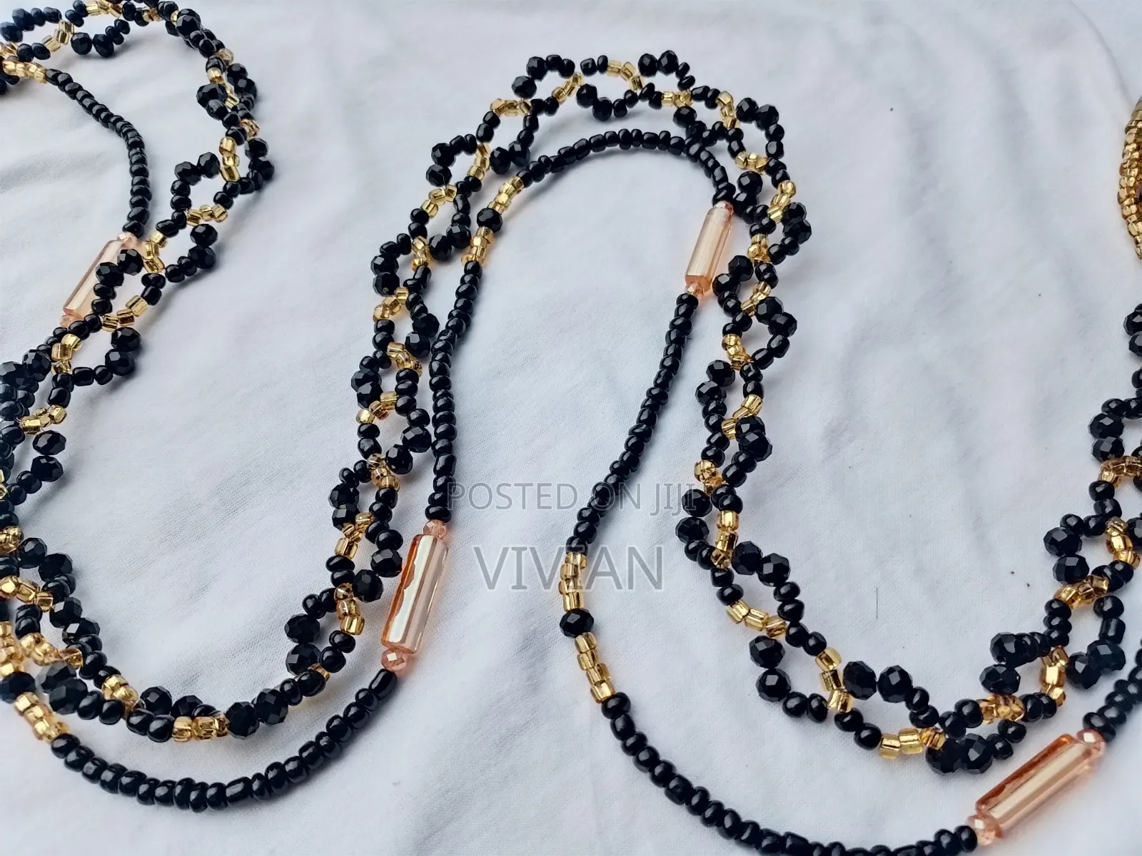 Luxury Black & Gold Waist Beads | Elegant Handmade Design