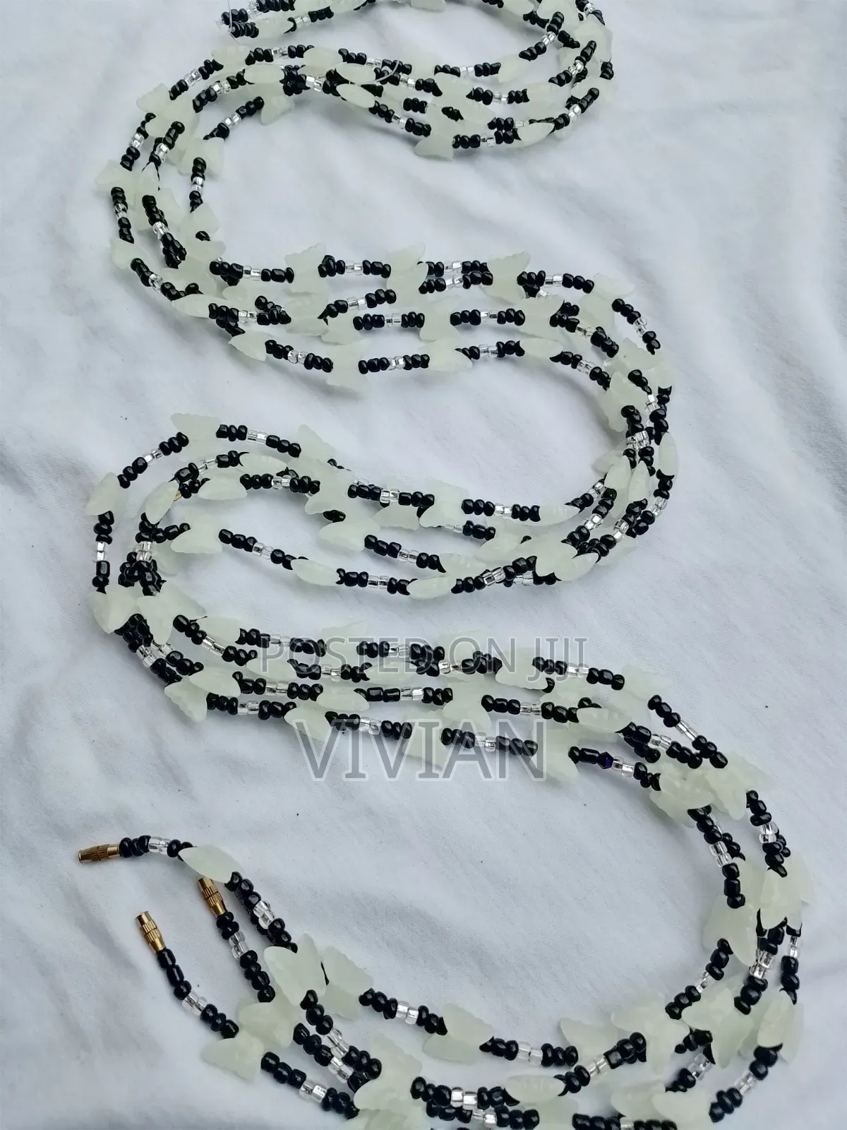 Black Waist Beads With Glow-in-the-Dark Butterfly | MAV Body Beads