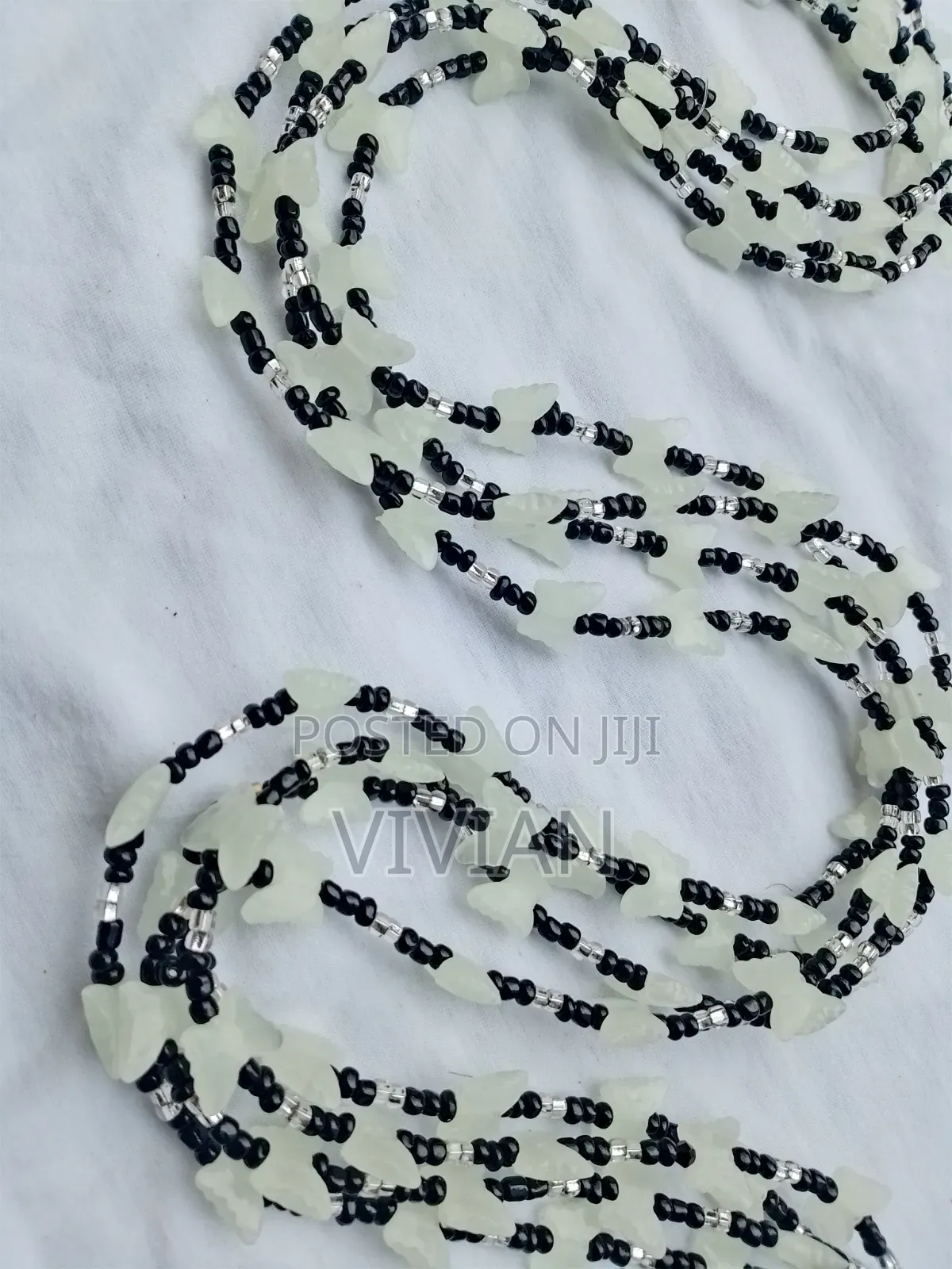 Black Waist Beads With Glow-in-the-Dark Butterfly | MAV Body Beads