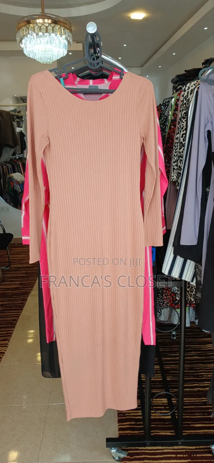 Light Pink / Mauve Ripped Knit Dress