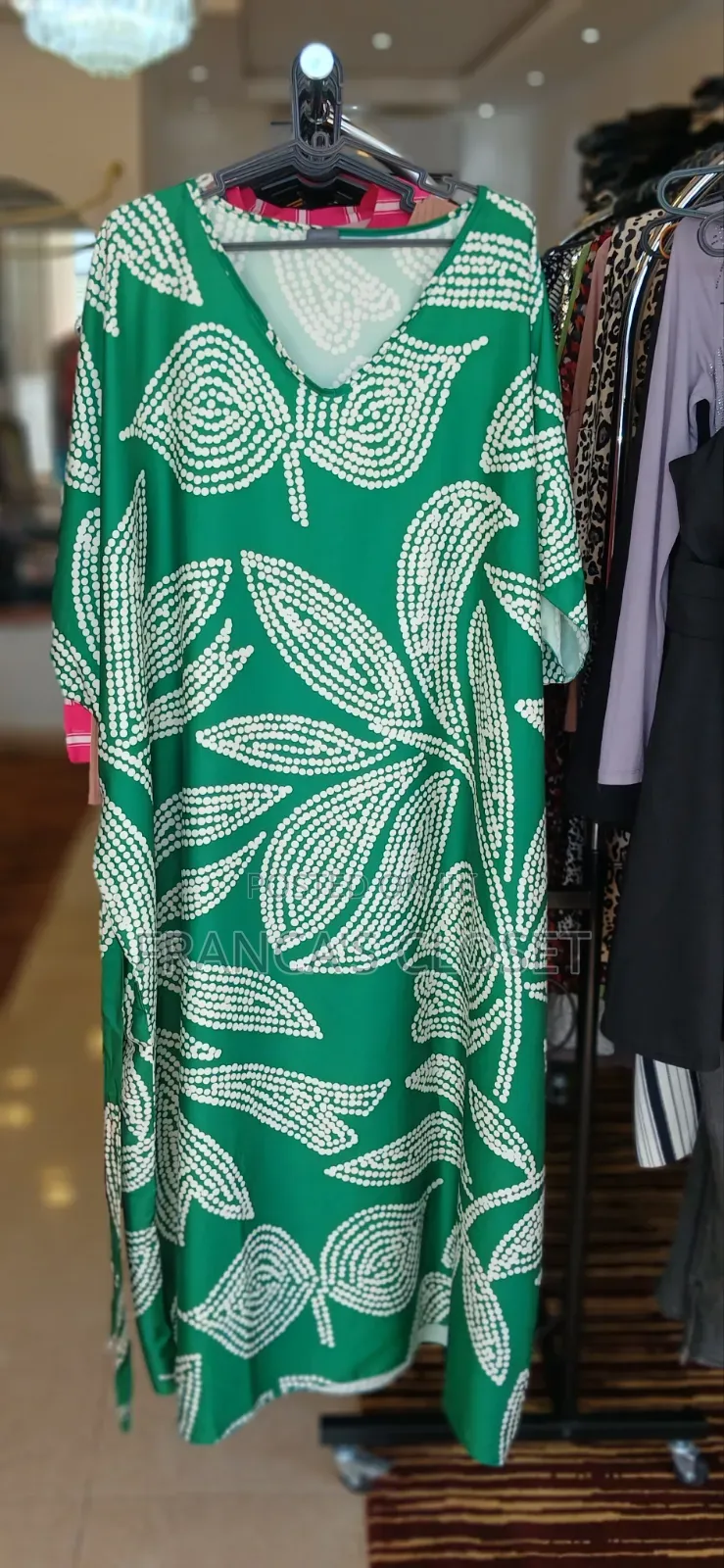 Women's v -Neck White Leaf / Botanical Pattern Dress