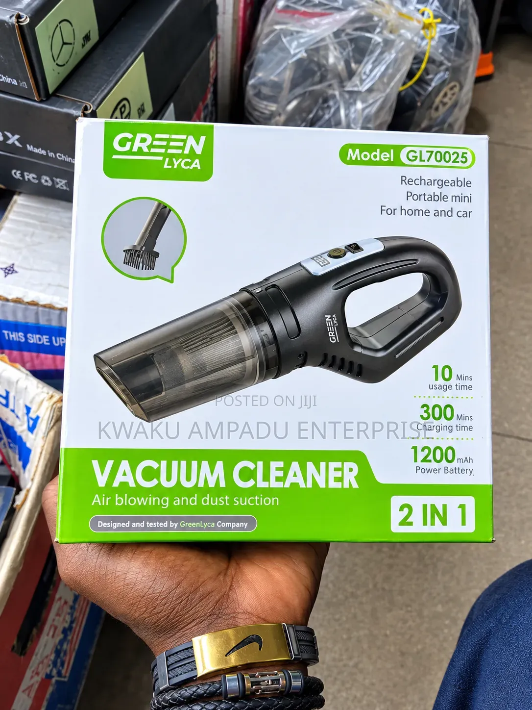 Green LYCA 2-in-1 Rechargeable Car Vacuum Cleaner – Portable