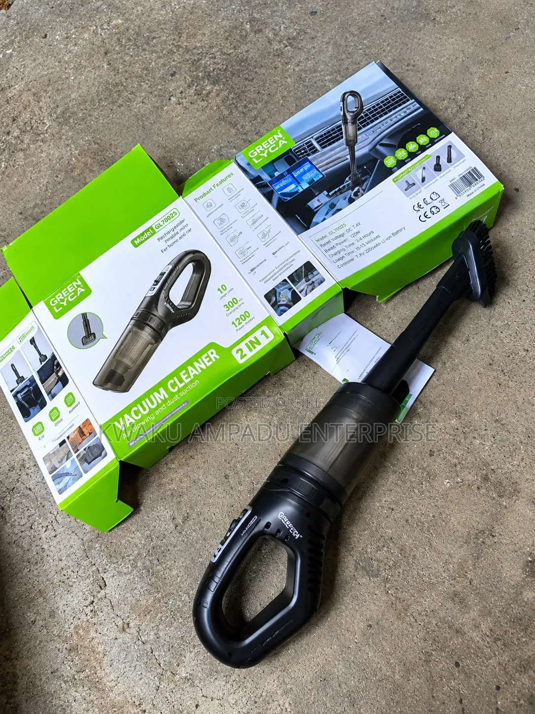Green LYCA 2-in-1 Rechargeable Car Vacuum Cleaner – Portable