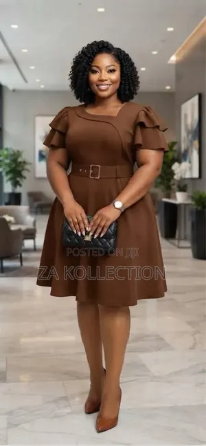 Senori Ladies Office Dress With Belt and Big Pleats