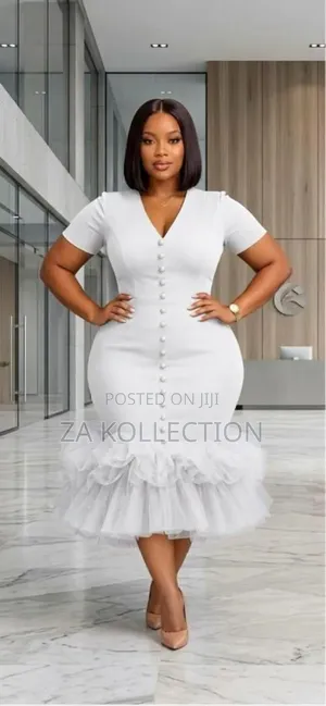 Women Pretty Church Dress With Buttoned Design