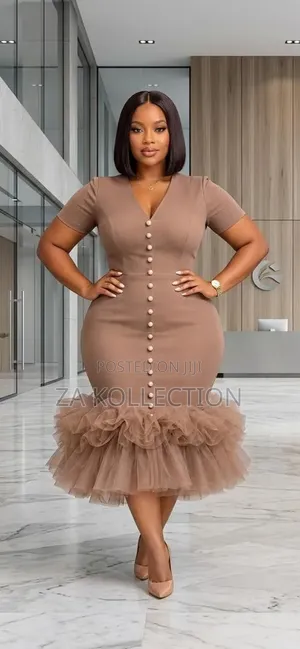 Women Pretty Church Dress With Buttoned Design