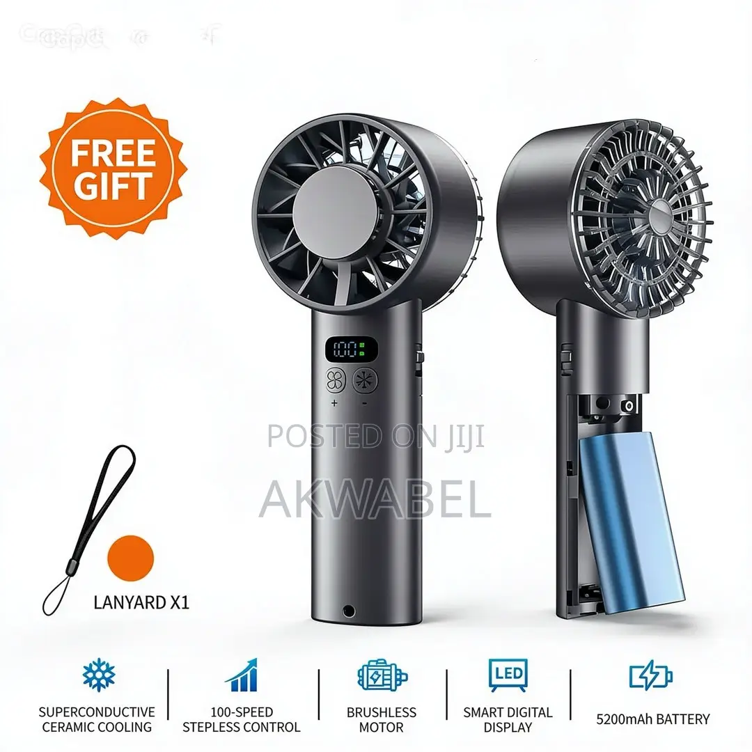 Rechargeable Hand Fan + AC Cooling 5200mAh 100-Speed Turbo Fan