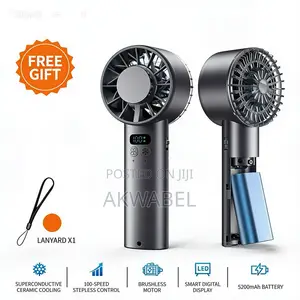 Rechargeable Hand Fan + AC Cooling 5200mAh 100-Speed Turbo Fan