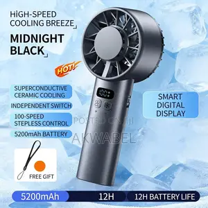 Rechargeable Hand Fan + AC Cooling 5200mAh 100-Speed Turbo Fan