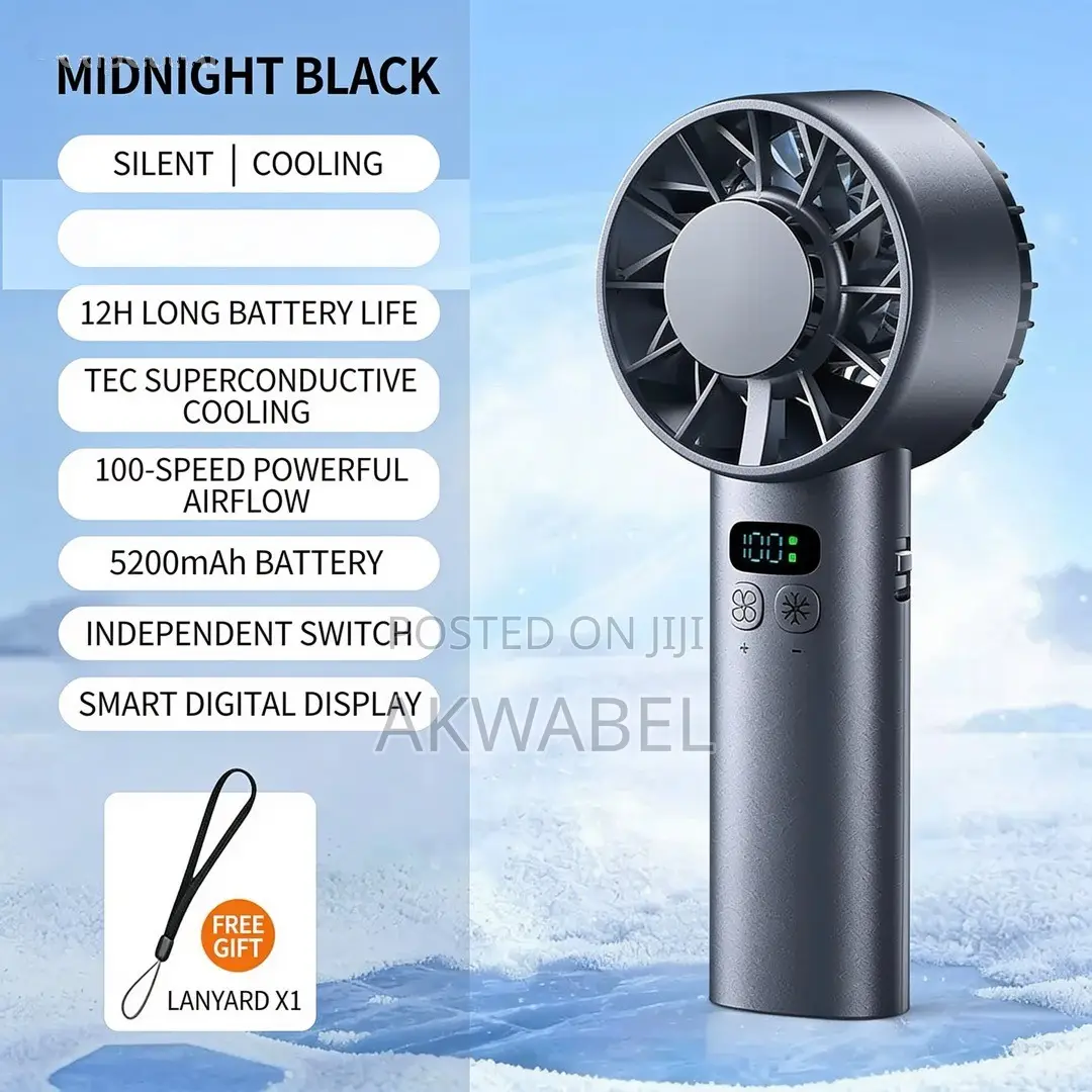 Rechargeable Hand Fan + AC Cooling 5200mAh 100-Speed Turbo Fan
