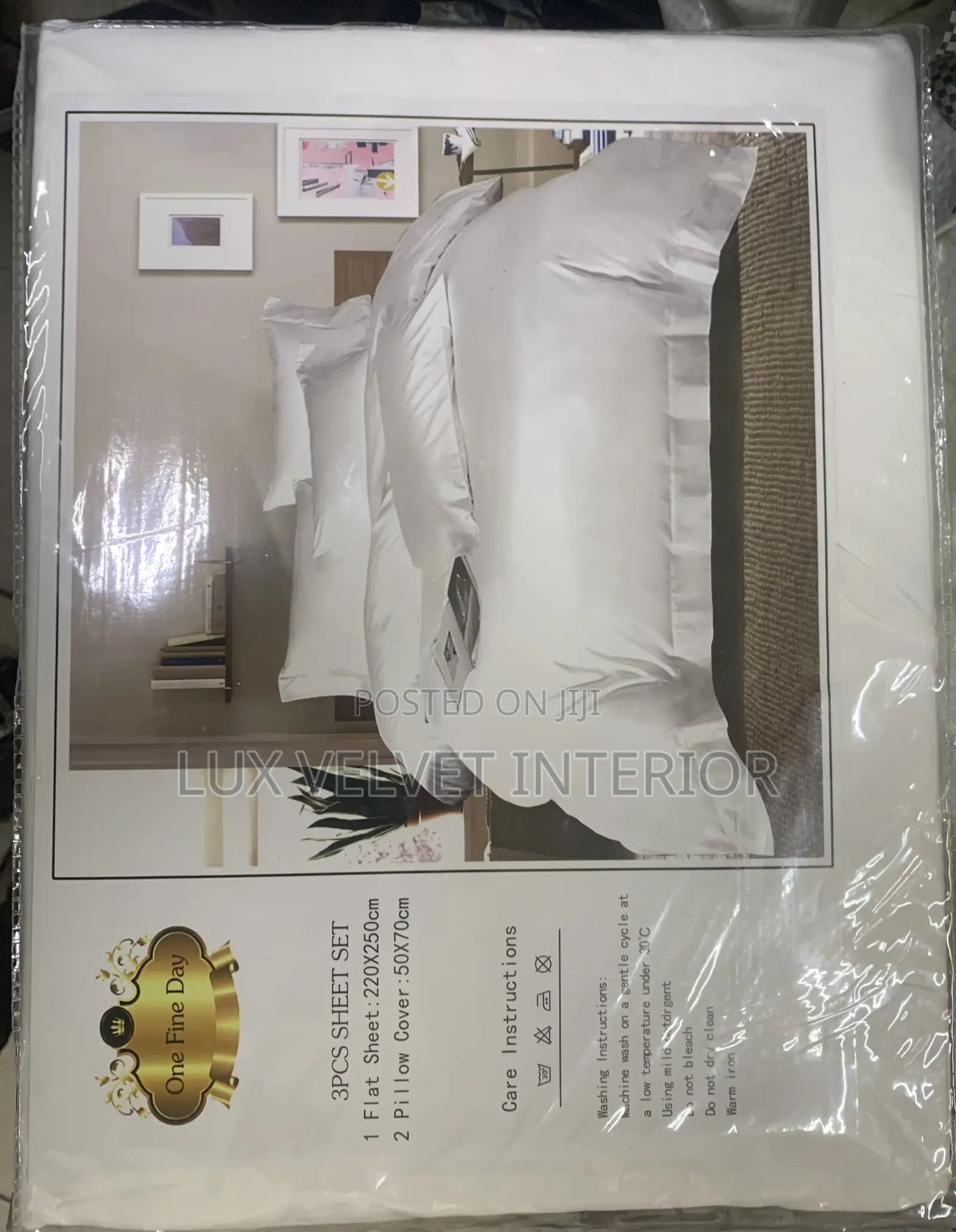 White Bedsheet Set - 1 Flat Sheet + 2 Pillow Covers