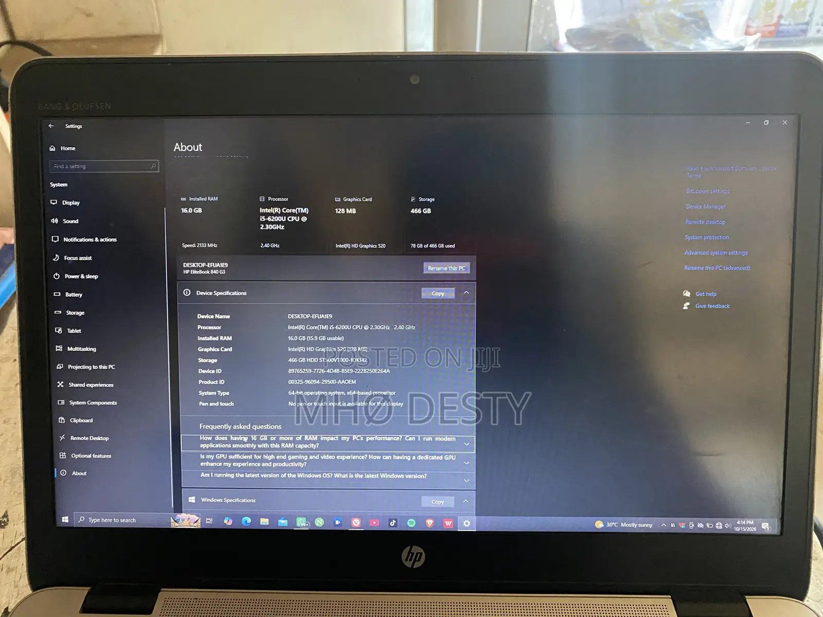 Laptop HP EliteBook 840 G3 16GB Intel Core i5 HDD 500GB