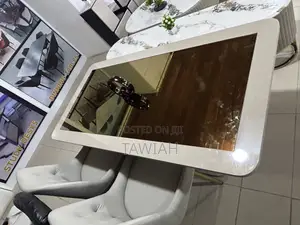 6 Seater Glass Top Dining Table With Storage Base
