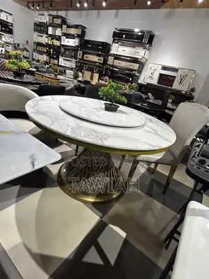 Luxury 6 Seater Round White Marble Dining Table