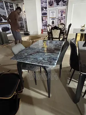 Blue Marble Dining Table With 4 Chairs Available for Sale