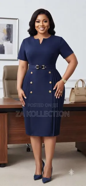 Ladies Fitted Office Dress With a Touch of Buttons