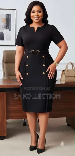 Ladies Fitted Office Dress With a Touch of Buttons