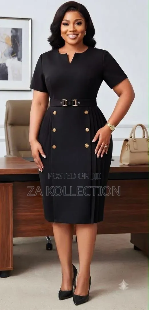 Ladies Fitted Office Dress With a Touch of Buttons