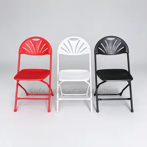 Ghana Stock Fan-Back Heavy Duty Plastic Folding Chair