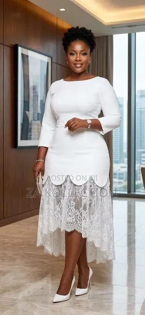 Elegantll Ladies White Dress for Weddings/ Parties/ Church